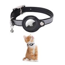 Collier en Cuir Réfléchissant pour Chat avec AirTag et Cloche