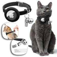 Collier Chat AirTag en Cuir avec Élastique et Clochette