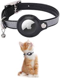 Collier Réfléchissant en Cuir pour Chat avec AirTag